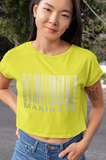 Classic Women's Marinate Bar-Code Crop Top T Shirt-Metal Logo