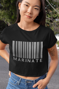 Classic Women's Marinate Bar-Code Crop Top T Shirt-Metal Logo