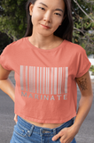 Classic Women's Marinate Bar-Code Crop Top T Shirt-Metal Logo