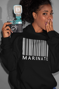 Classic Uni-Sex Marinate *Bold* White Logo Bar Code Hoodie