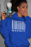 Classic Uni-Sex Marinate *Bold* White Logo Bar Code Hoodie